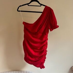Hello Molly red one shoulder‎ mini dress Large US 8
